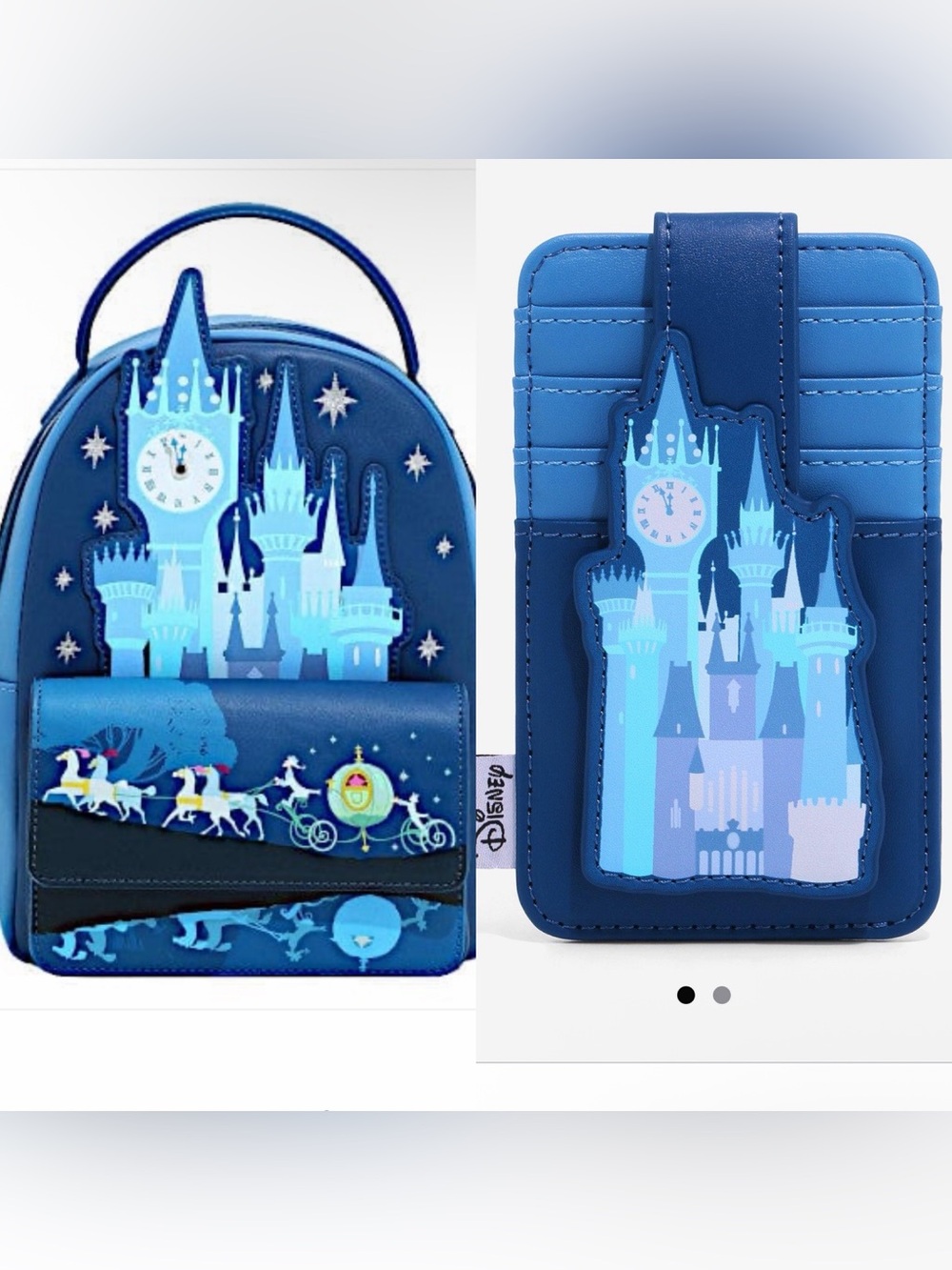 NWOT Loungefly Disney Cinderella Night Castle Backpack+wallet SET